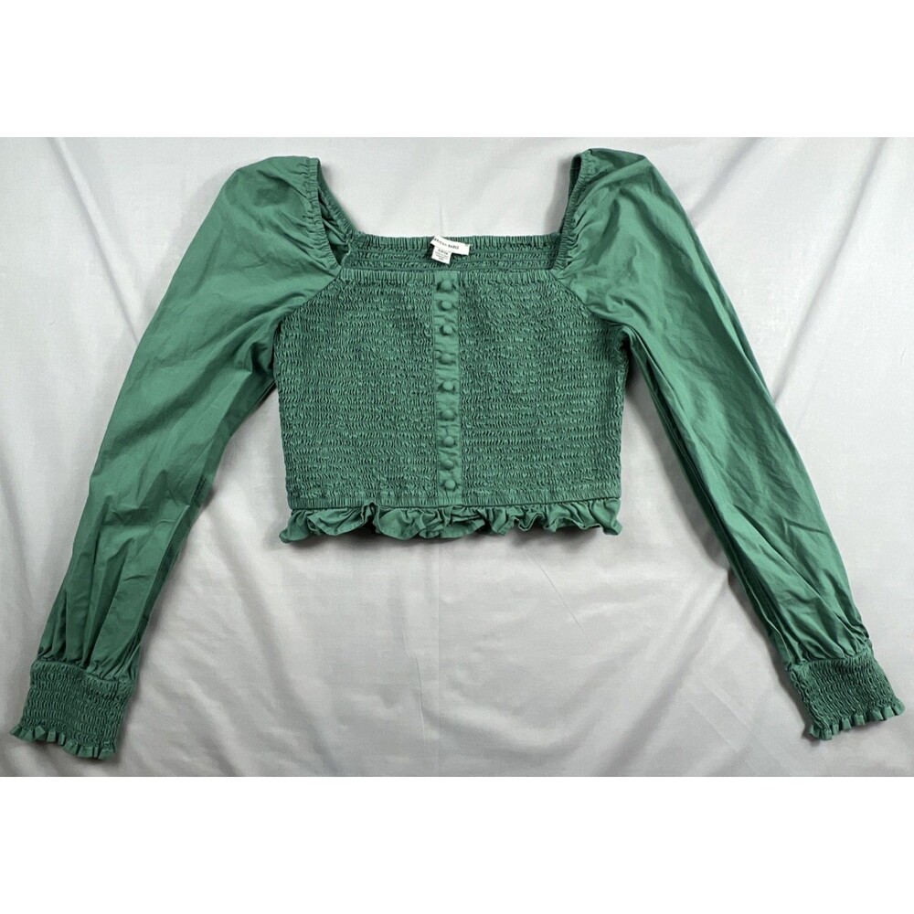 American Eagle Square Neck Smocked Ruffle Blouse